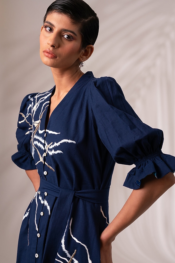 Indigo Cotton Midi Vacation Dress by MADDER MUCH at Pernia's Pop Up Shop
