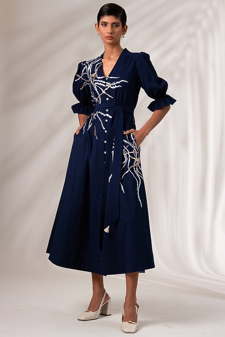 Indigo Cotton Midi Vacation Dress by MADDER MUCH at Pernia's Pop Up Shop