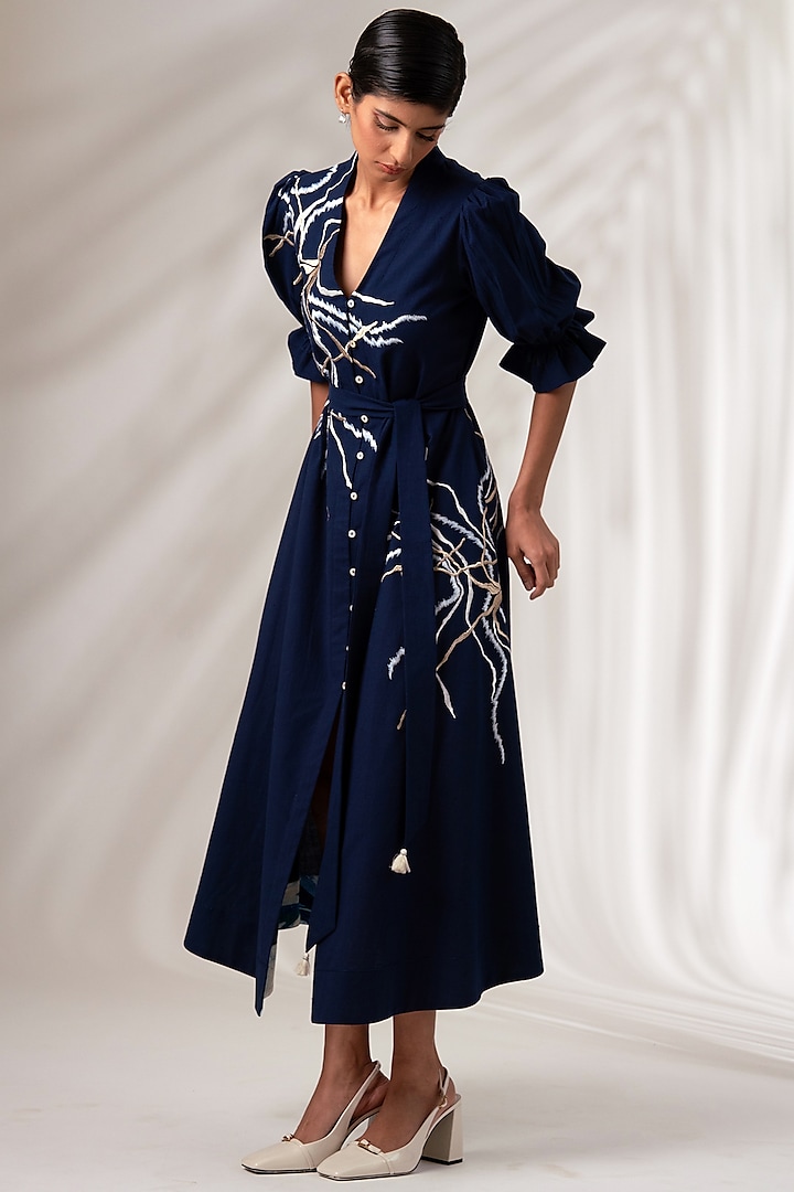 Indigo Cotton Midi Vacation Dress by MADDER MUCH at Pernia's Pop Up Shop
