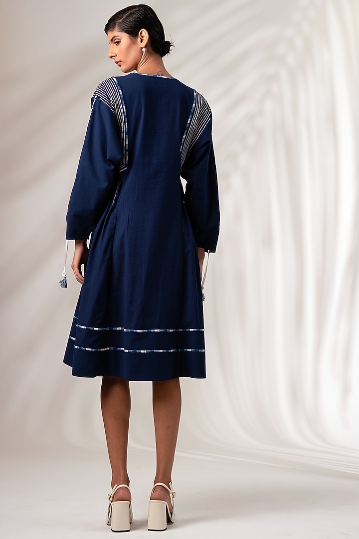 Indigo Cotton Striped Mini Summer Dress by MADDER MUCH at Pernia's Pop Up Shop