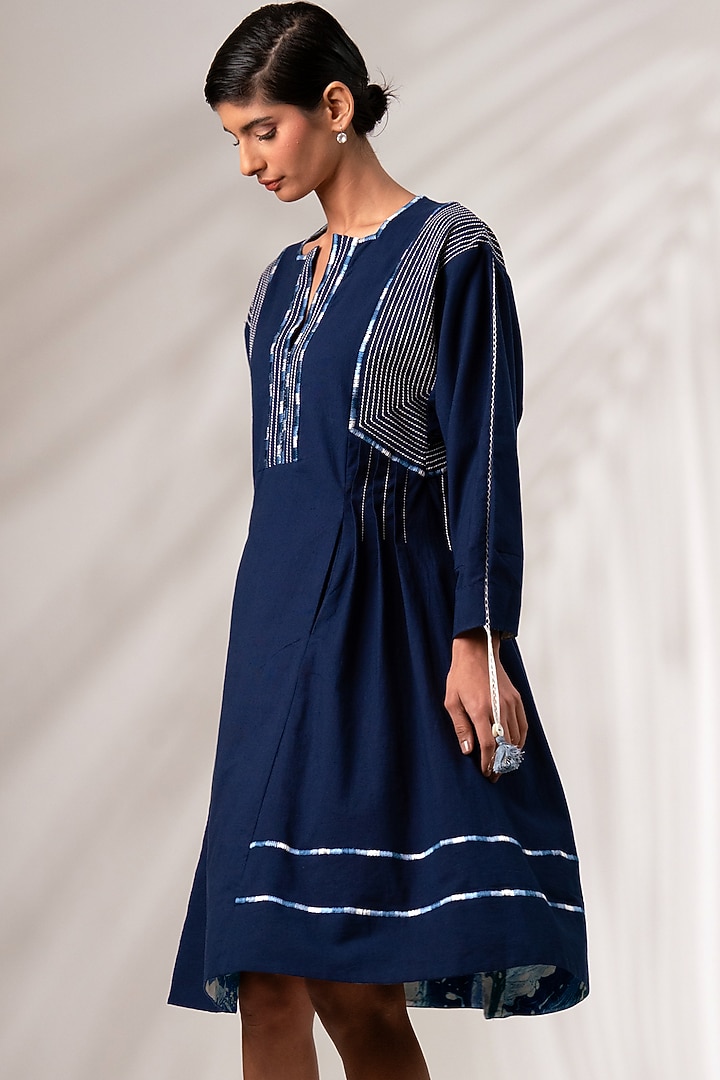 Indigo Cotton Striped Mini Summer Dress by MADDER MUCH at Pernia's Pop Up Shop