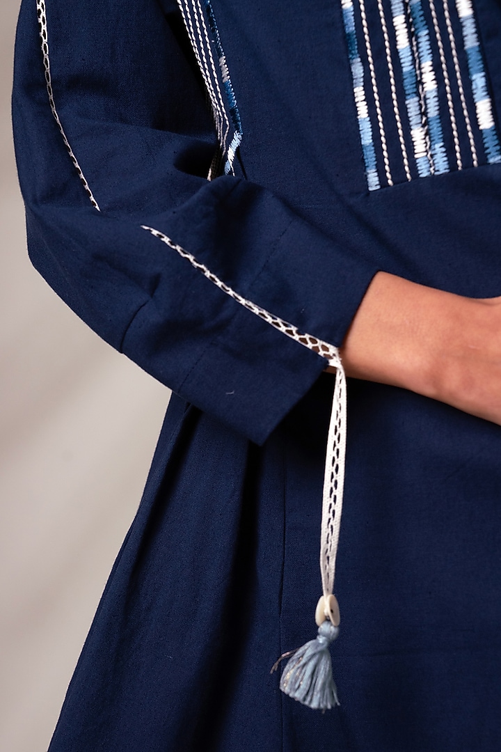 Indigo Cotton Striped Mini Summer Dress by MADDER MUCH at Pernia's Pop Up Shop