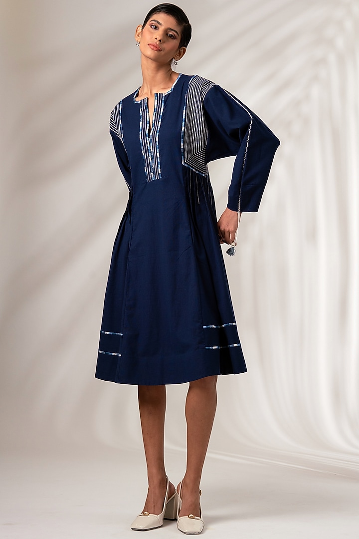 Indigo Cotton Striped Mini Summer Dress by MADDER MUCH at Pernia's Pop Up Shop