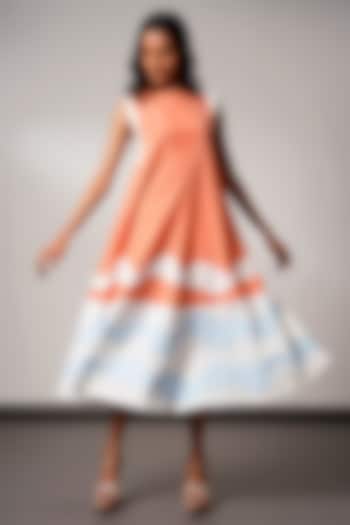 Tangerine Handloom Cotton Midi Summer Dress by MADDER MUCH at Pernia's Pop Up Shop