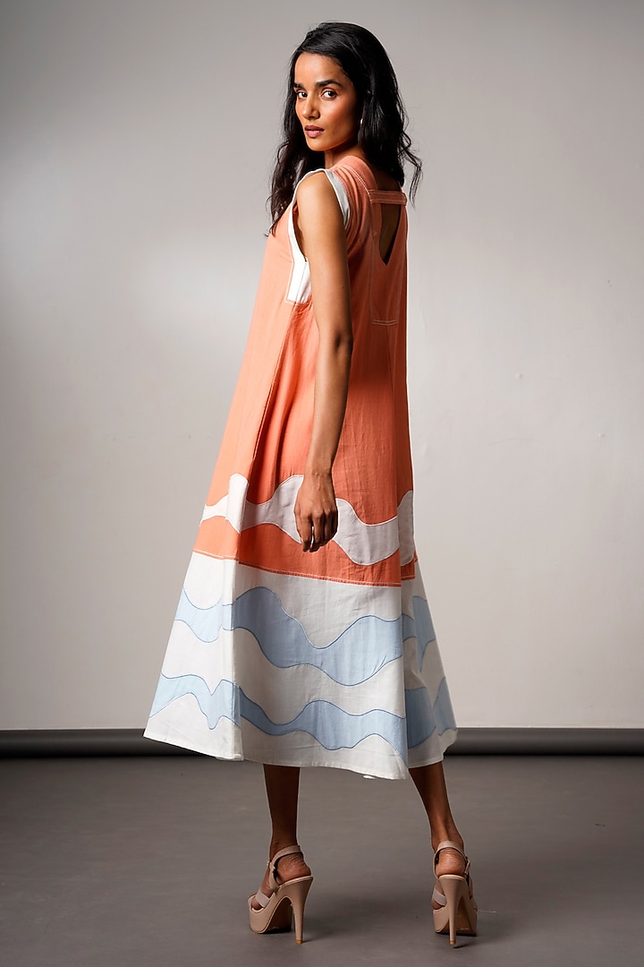 Tangerine Handloom Cotton Midi Summer Dress by MADDER MUCH at Pernia's Pop Up Shop