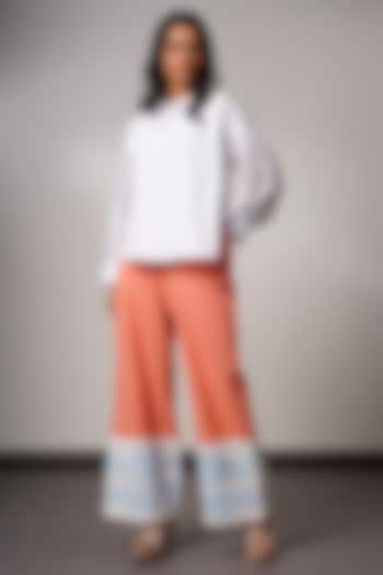 Coral Handloom Cotton Pant Set by MADDER MUCH at Pernia's Pop Up Shop