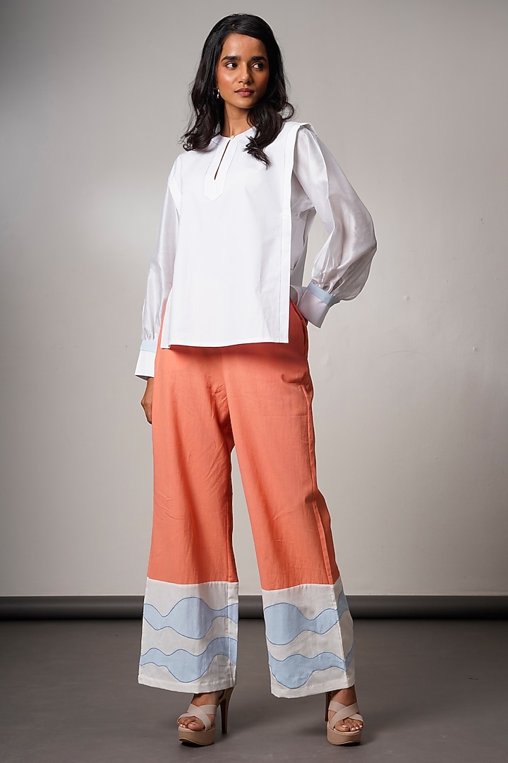 Coral Handloom Cotton Pant Set by MADDER MUCH at Pernia's Pop Up Shop