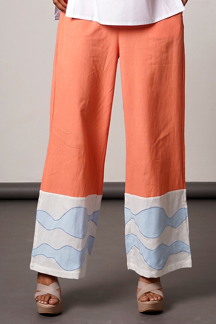 Coral Handloom Cotton Pant Set by MADDER MUCH at Pernia's Pop Up Shop