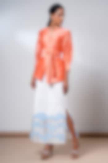 White Handloom Cotton Skirt Set by MADDER MUCH at Pernia's Pop Up Shop