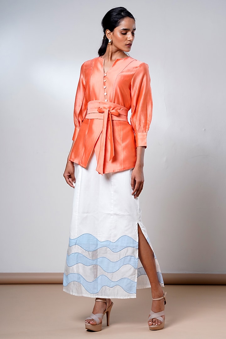 White Handloom Cotton Skirt Set by MADDER MUCH at Pernia's Pop Up Shop