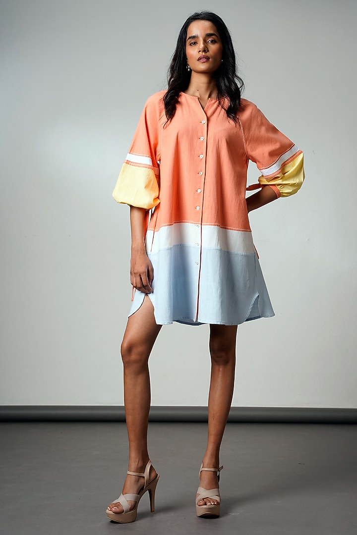 Multi-Colored Handloom Cotton Mini Summer Dress by MADDER MUCH at Pernia's Pop Up Shop