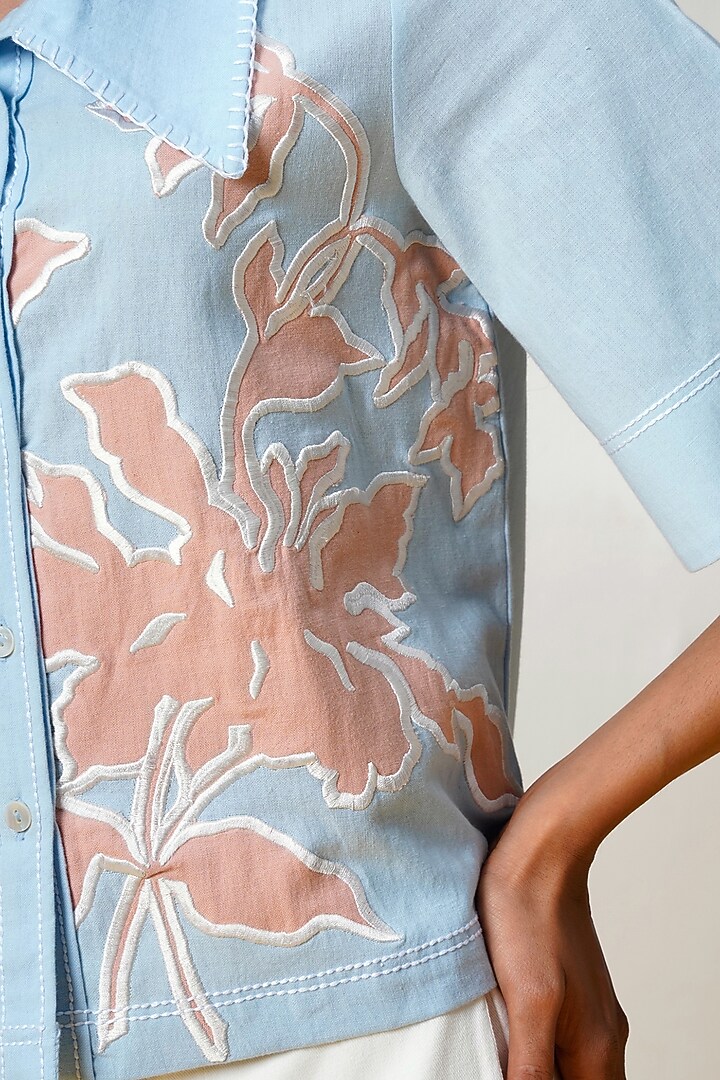 White Handloom Cotton Wide-Leg Pant Set by MADDER MUCH at Pernia's Pop Up Shop