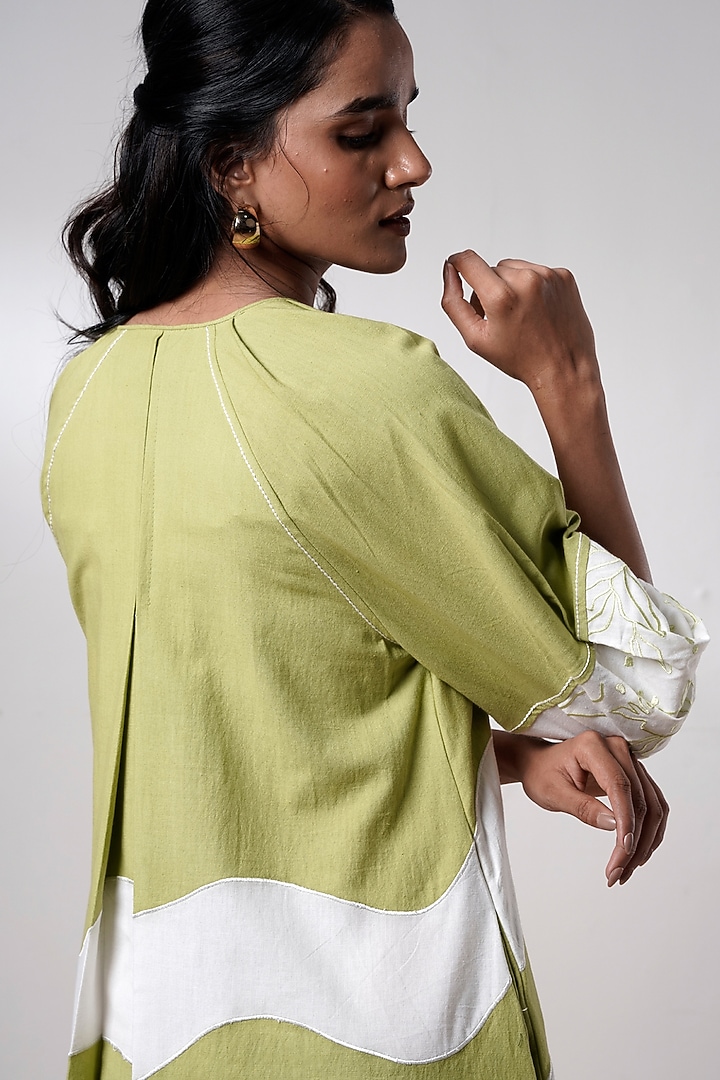 Olive Green Handloom Cotton Mini Summer Dress by MADDER MUCH at Pernia's Pop Up Shop