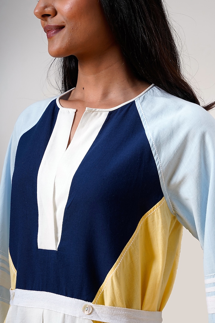 Multi-Colored Handloom Cotton Mini Summer Dress by MADDER MUCH at Pernia's Pop Up Shop