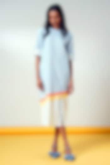 Ice Blue Handloom Cotton Midi Summer Dress by MADDER MUCH at Pernia's Pop Up Shop