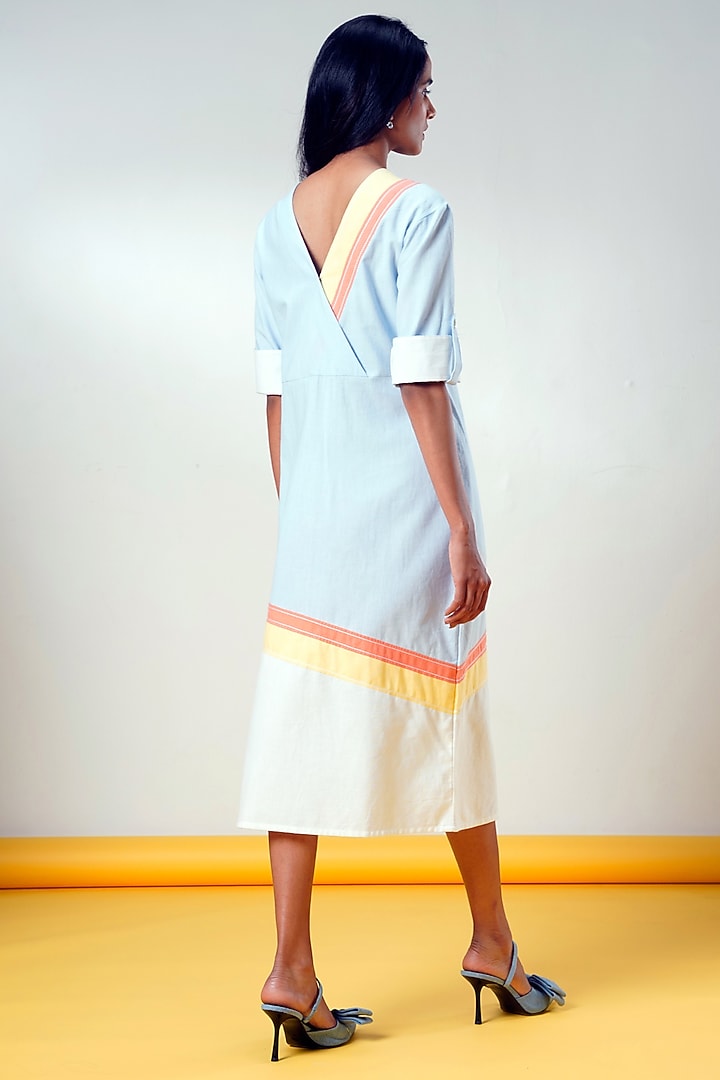 Ice Blue Handloom Cotton Midi Summer Dress by MADDER MUCH at Pernia's Pop Up Shop