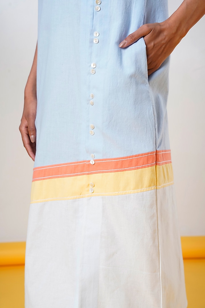 Ice Blue Handloom Cotton Midi Summer Dress by MADDER MUCH at Pernia's Pop Up Shop
