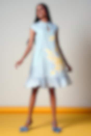 Ice Blue Handloom Cotton Mini Summer Dress by MADDER MUCH at Pernia's Pop Up Shop