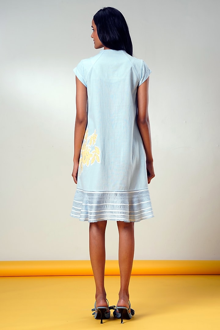 Ice Blue Handloom Cotton Mini Summer Dress by MADDER MUCH at Pernia's Pop Up Shop