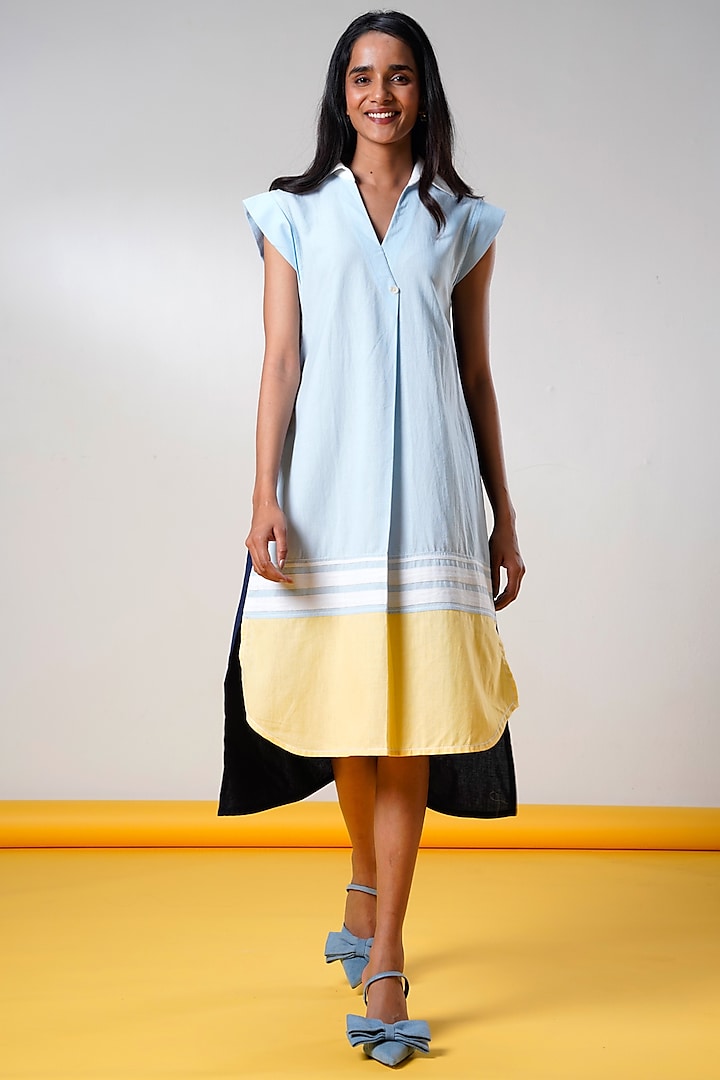 Multi-Colored Handloom Cotton Midi Summer Dress by MADDER MUCH at Pernia's Pop Up Shop