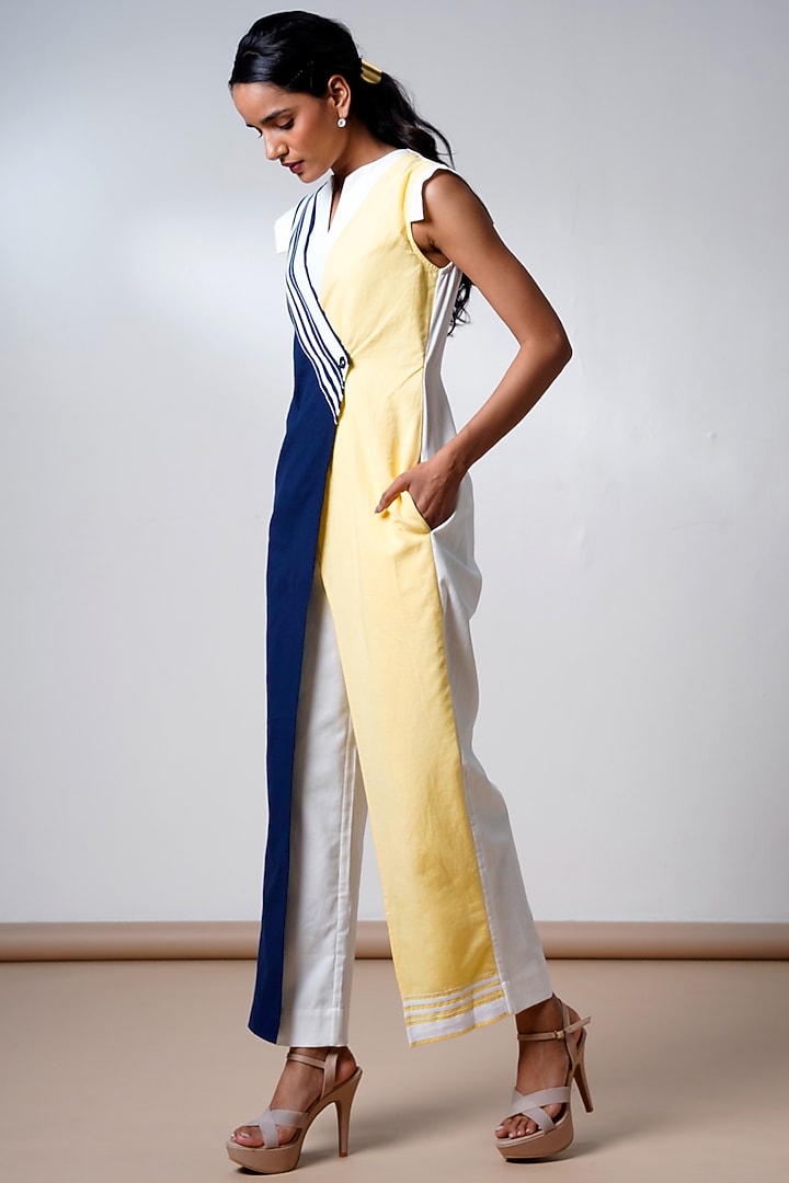 Multi-Colored Handloom Cotton Jumpsuit by MADDER MUCH at Pernia's Pop Up Shop