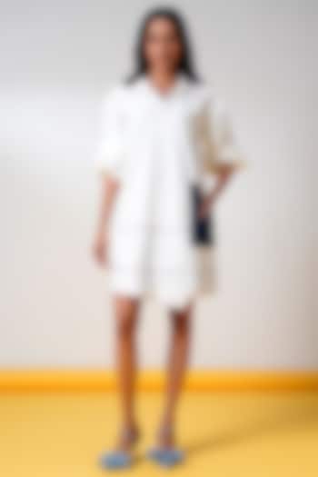 White Handloom Cotton Mini Summer Dress by MADDER MUCH at Pernia's Pop Up Shop