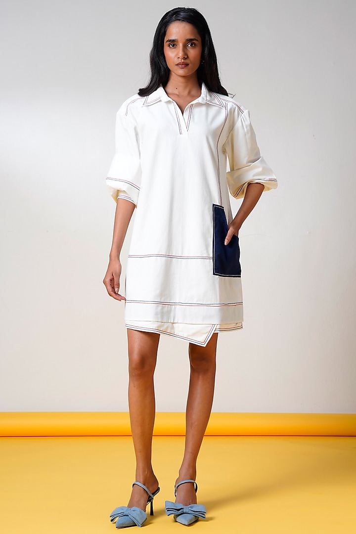 White Handloom Cotton Mini Summer Dress by MADDER MUCH at Pernia's Pop Up Shop