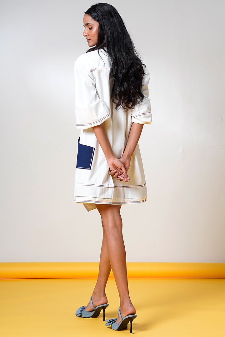 White Handloom Cotton Mini Summer Dress by MADDER MUCH at Pernia's Pop Up Shop