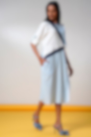 Ice Blue Handloom Cotton Celestial Horizon Midi Summer Dress by MADDER MUCH at Pernia's Pop Up Shop