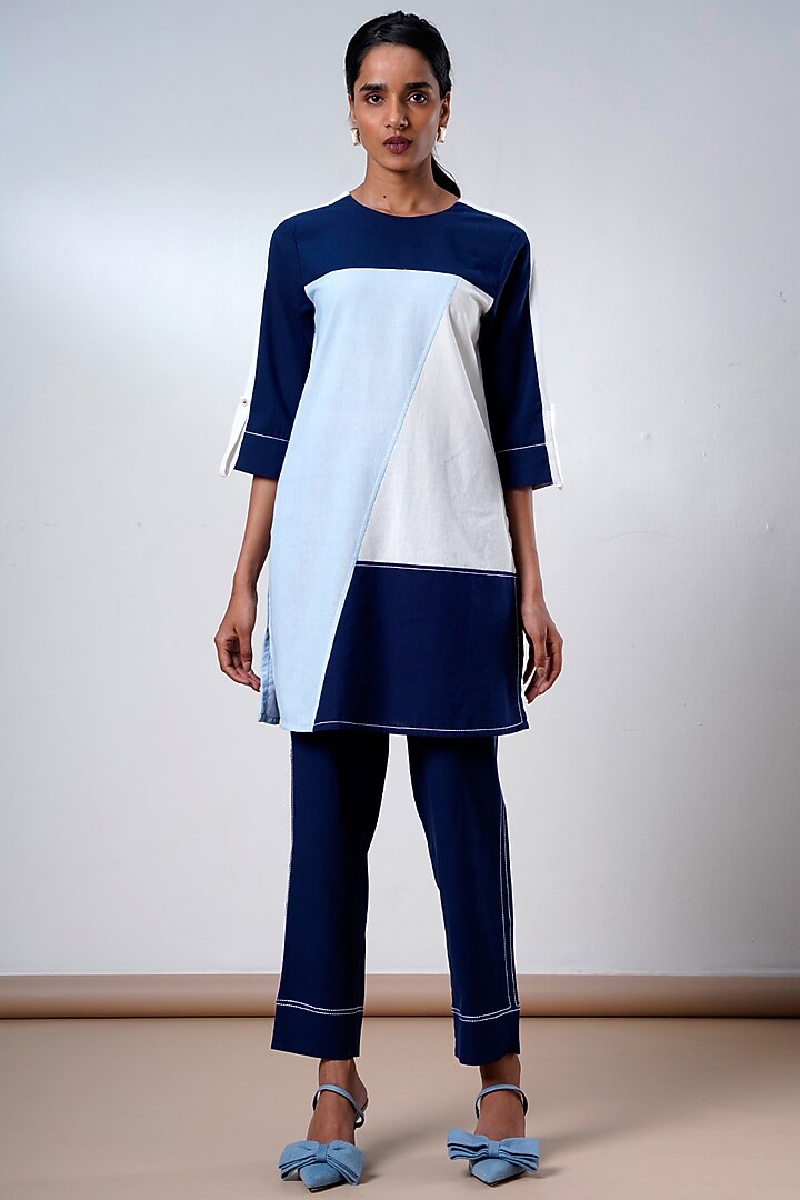 Indigo Blue Handloom Cotton Co-Ord Set by MADDER MUCH at Pernia's Pop Up Shop
