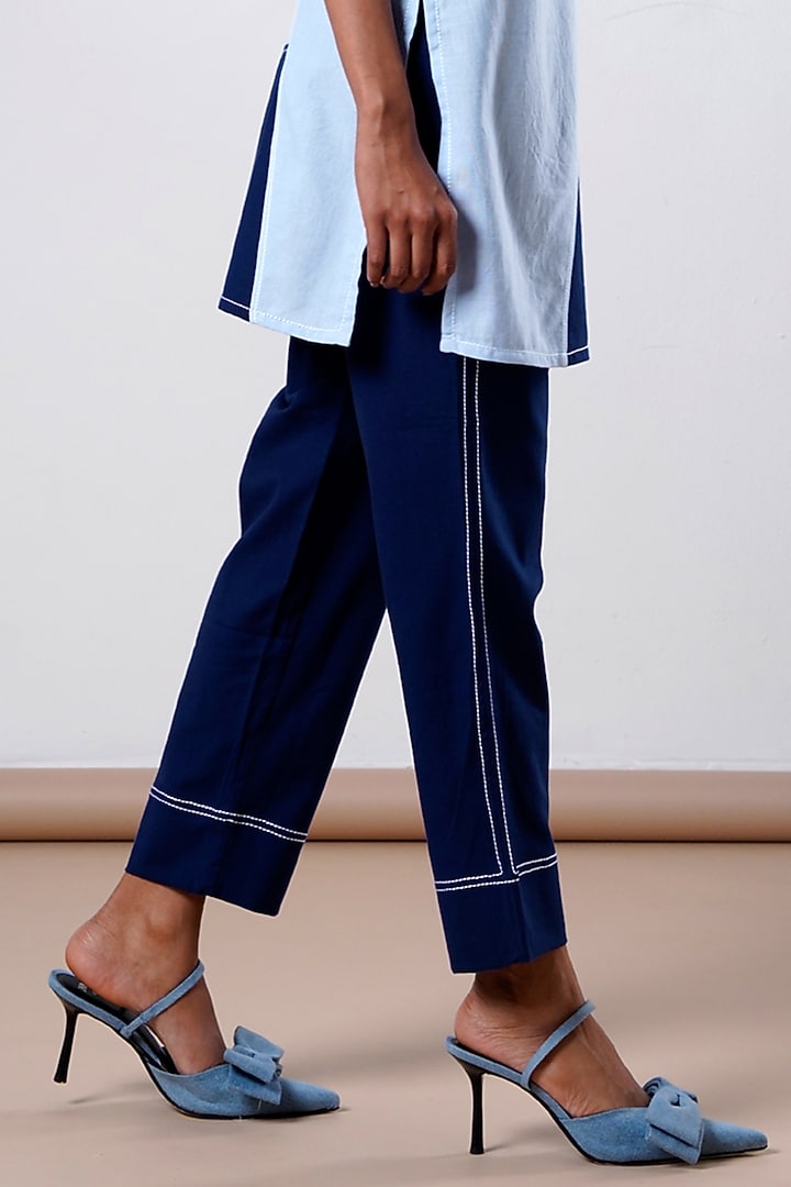 Indigo Blue Handloom Cotton Co-Ord Set by MADDER MUCH at Pernia's Pop Up Shop
