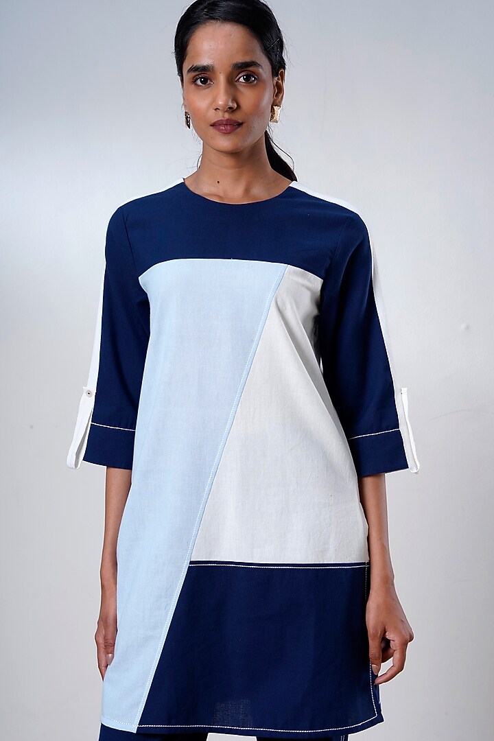Indigo Blue Handloom Cotton Co-Ord Set by MADDER MUCH at Pernia's Pop Up Shop