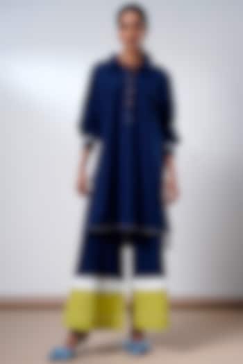 Indigo Blue Handloom Cotton Co-Ord Set by MADDER MUCH at Pernia's Pop Up Shop