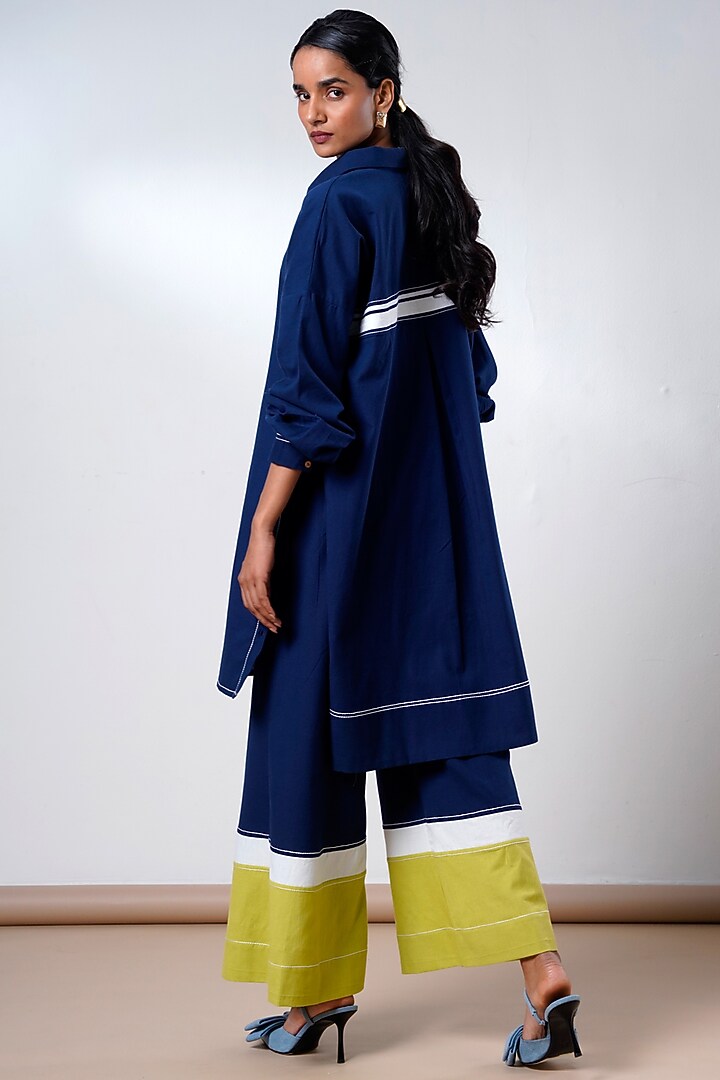 Indigo Blue Handloom Cotton Co-Ord Set by MADDER MUCH at Pernia's Pop Up Shop