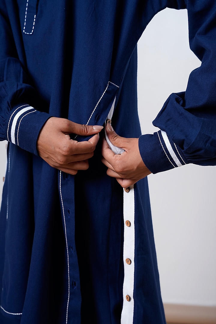 Indigo Blue Handloom Cotton Co-Ord Set by MADDER MUCH at Pernia's Pop Up Shop