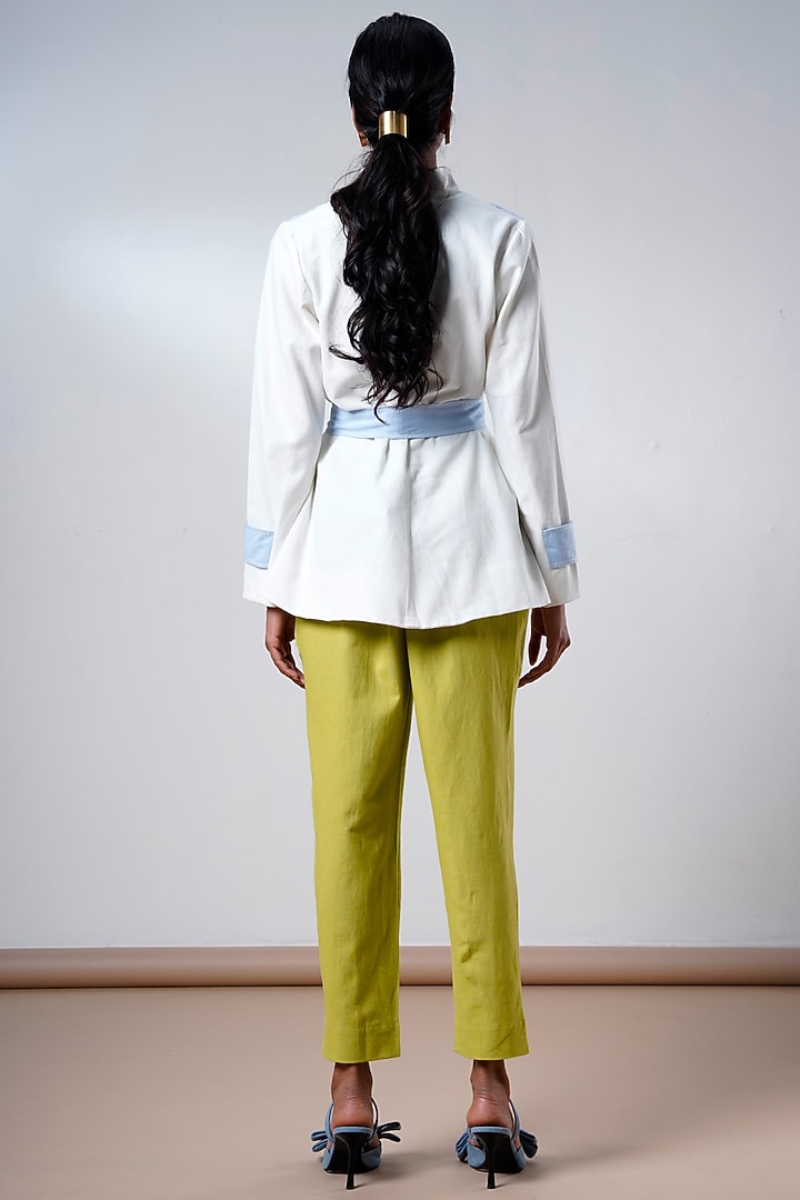Olive Green Handloom Cotton Pant Set by MADDER MUCH at Pernia's Pop Up Shop