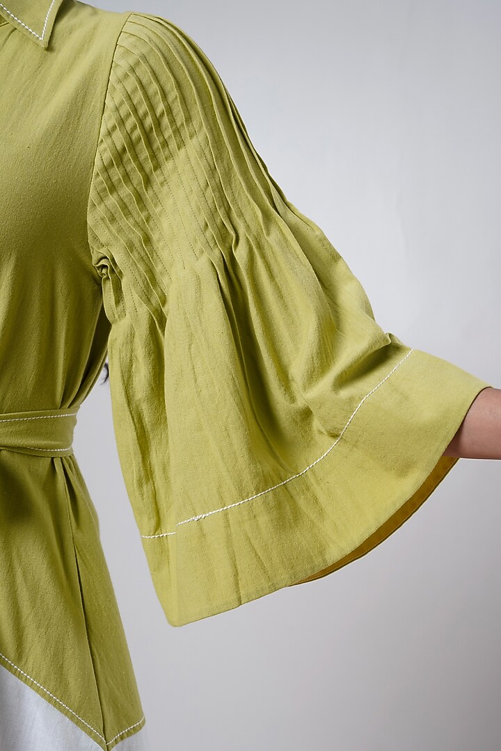 Multi-Colored Handloom Cotton Midi Vacation Dress With Belt by MADDER MUCH at Pernia's Pop Up Shop