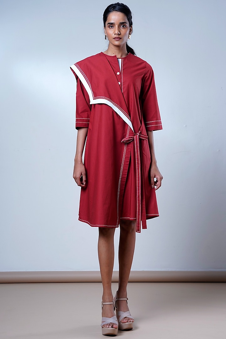 Brick Red Poplin Cotton Mini Summer Dress by MADDER MUCH at Pernia's Pop Up Shop
