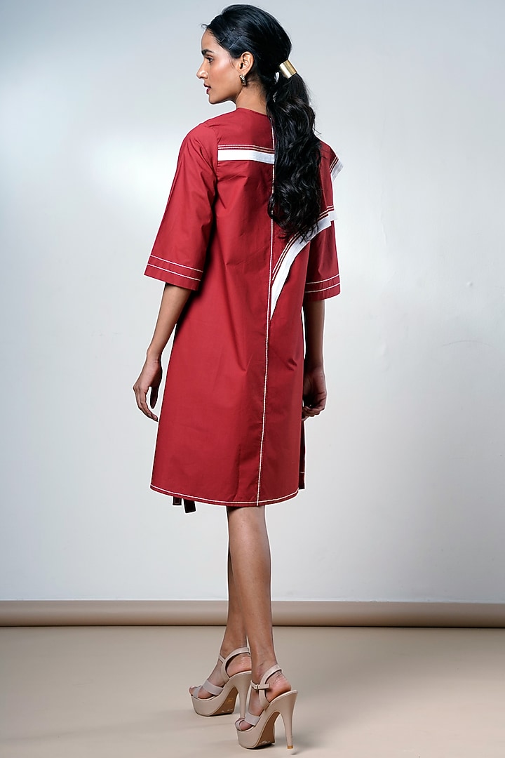 Brick Red Poplin Cotton Mini Summer Dress by MADDER MUCH at Pernia's Pop Up Shop
