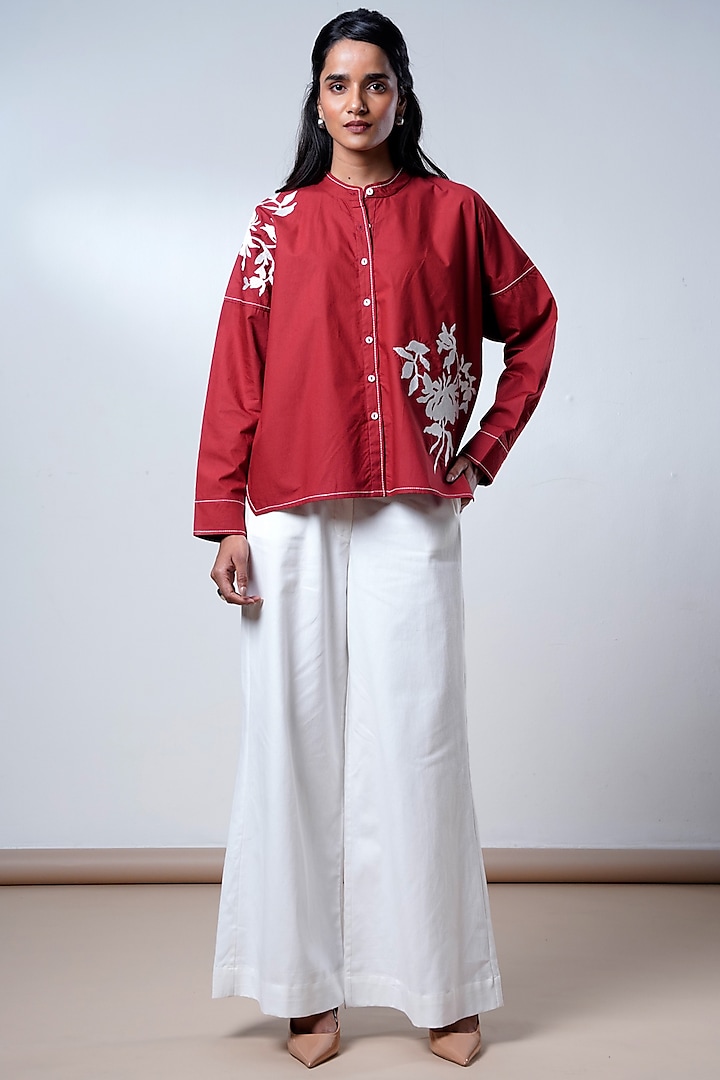 Brick Red & White Poplin Cotton Co-Ord Set by MADDER MUCH at Pernia's Pop Up Shop