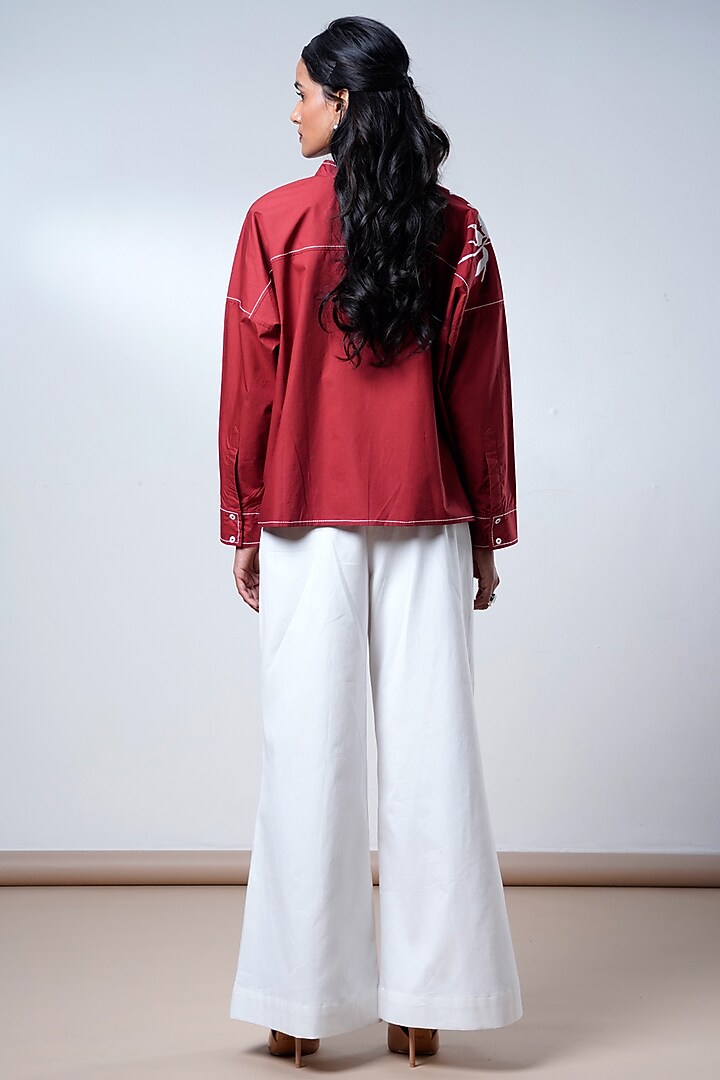 Brick Red & White Poplin Cotton Co-Ord Set by MADDER MUCH at Pernia's Pop Up Shop