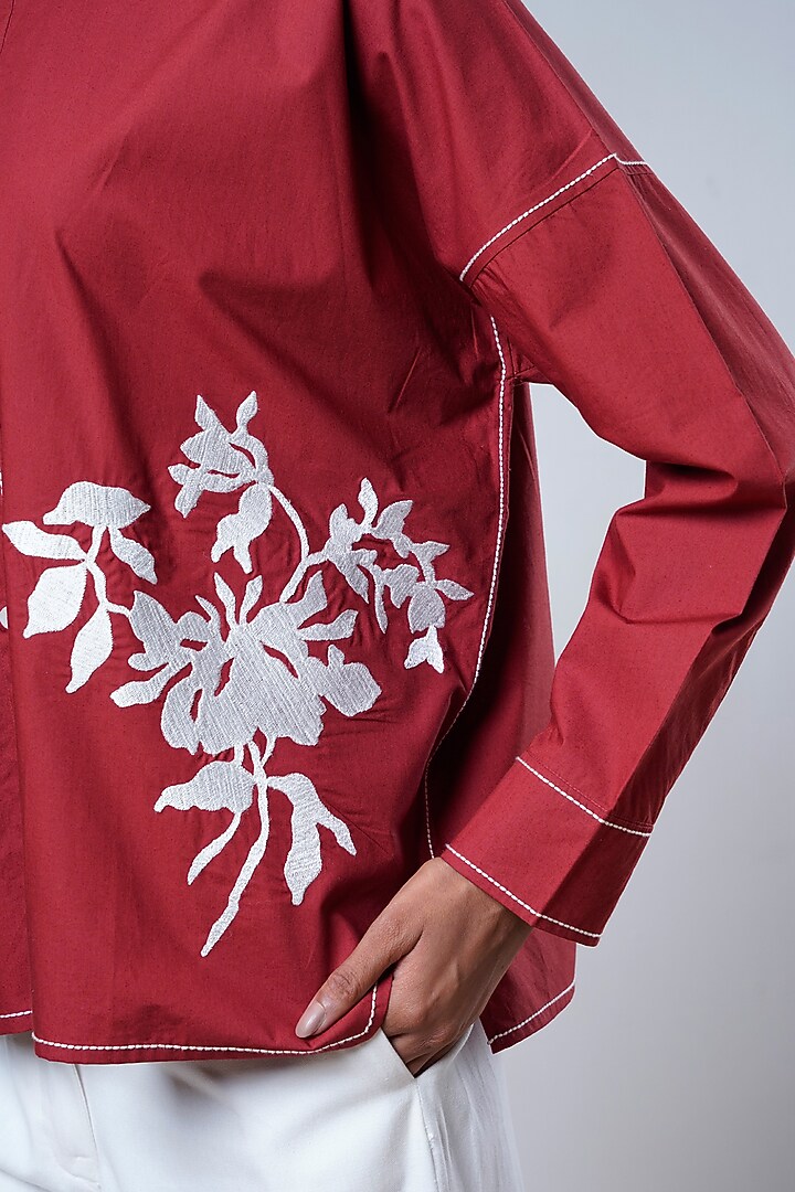 Brick Red & White Poplin Cotton Co-Ord Set by MADDER MUCH at Pernia's Pop Up Shop