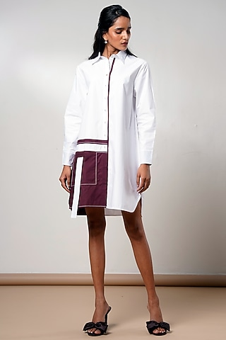 White Poplin Cotton Mini Dress by MADDER MUCH