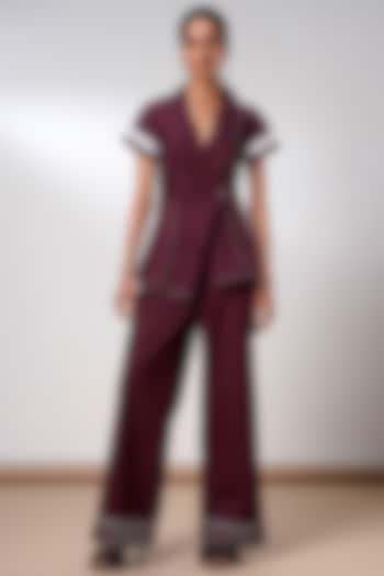 Brown Poplin Cotton Wrap Blazer Set by MADDER MUCH at Pernia's Pop Up Shop