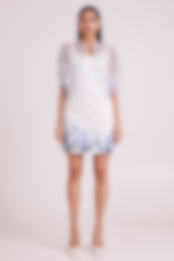 Ivory Denim Mini Cocktail Dress With Bolero by MADDER MUCH at Pernia's Pop Up Shop