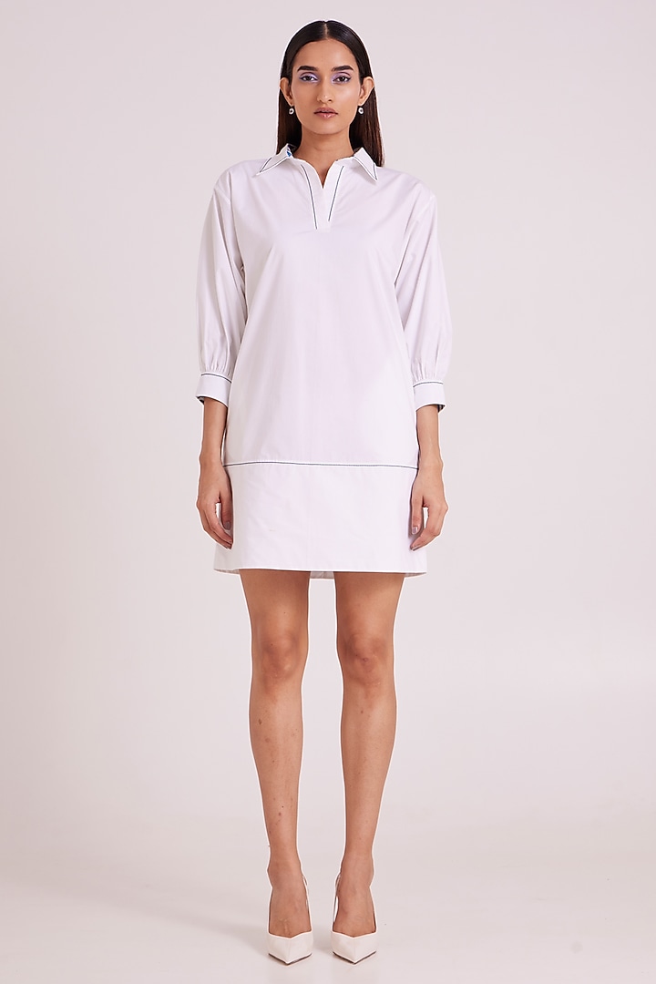 Ivory Poplin Cotton Vacation Dress With Bib by MADDER MUCH at Pernia's Pop Up Shop