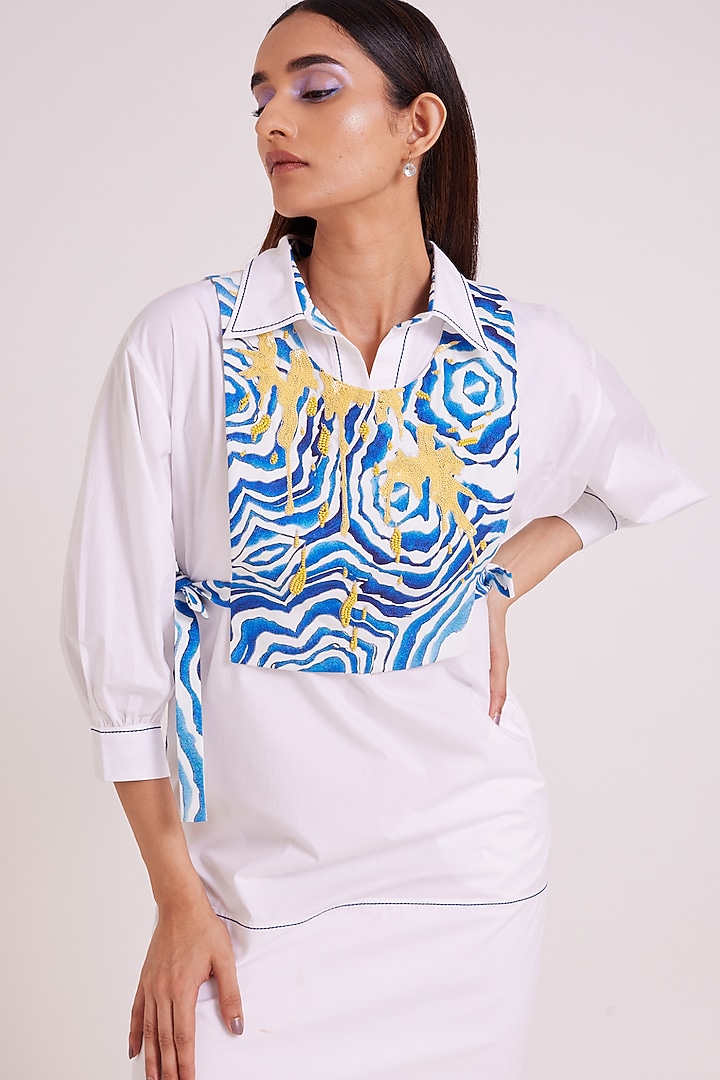 Ivory Poplin Cotton Vacation Dress With Bib by MADDER MUCH at Pernia's Pop Up Shop