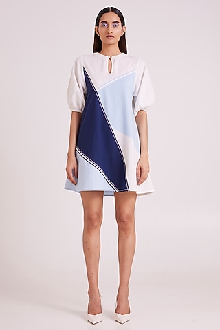 Multi-Colored Handloom Cotton Mini Dress by MADDER MUCH