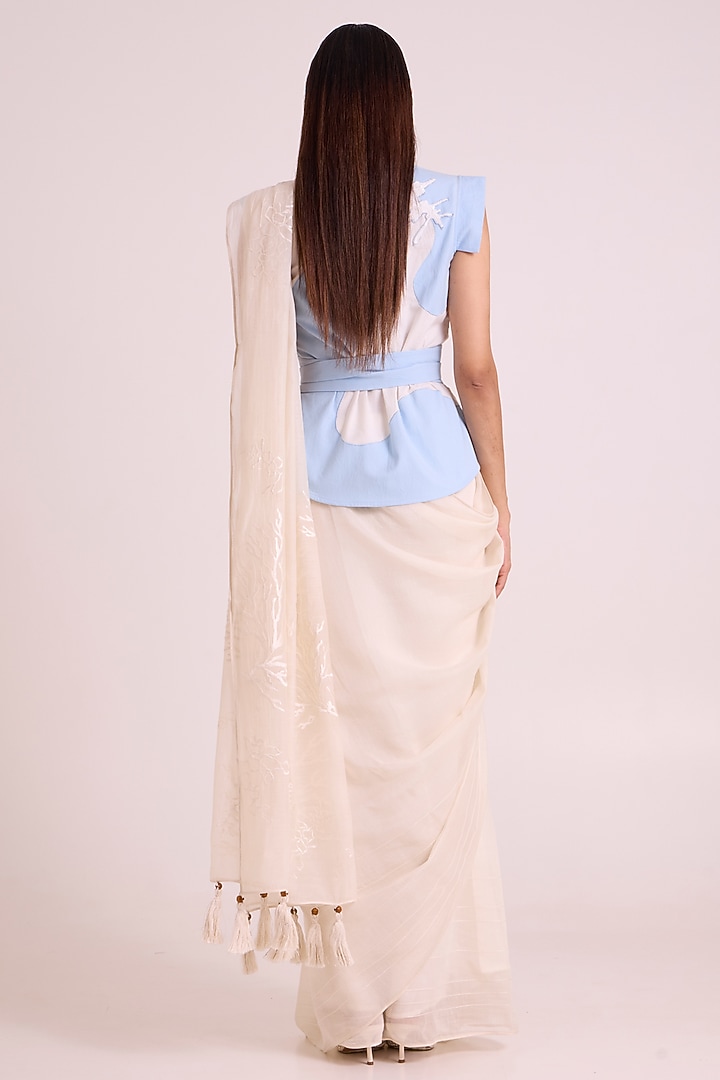 Ivory Handloom Chanderi Silk Wedding Saree by MADDER MUCH at Pernia's Pop Up Shop