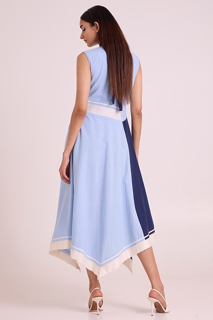 Ice Blue Handloom Cotton Vacation Dress by MADDER MUCH at Pernia's Pop Up Shop